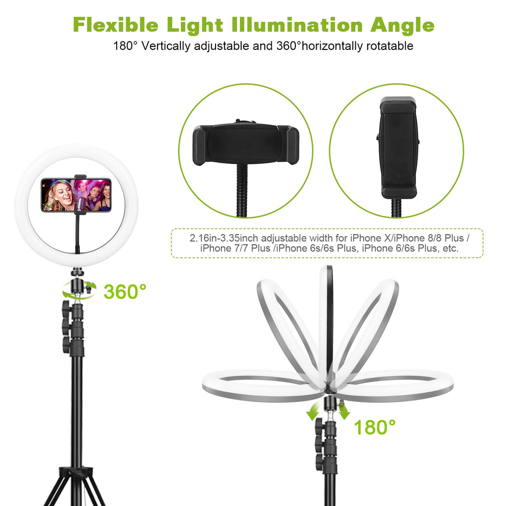 10" LED Ring Light c/ Tripé & Suporte Celular