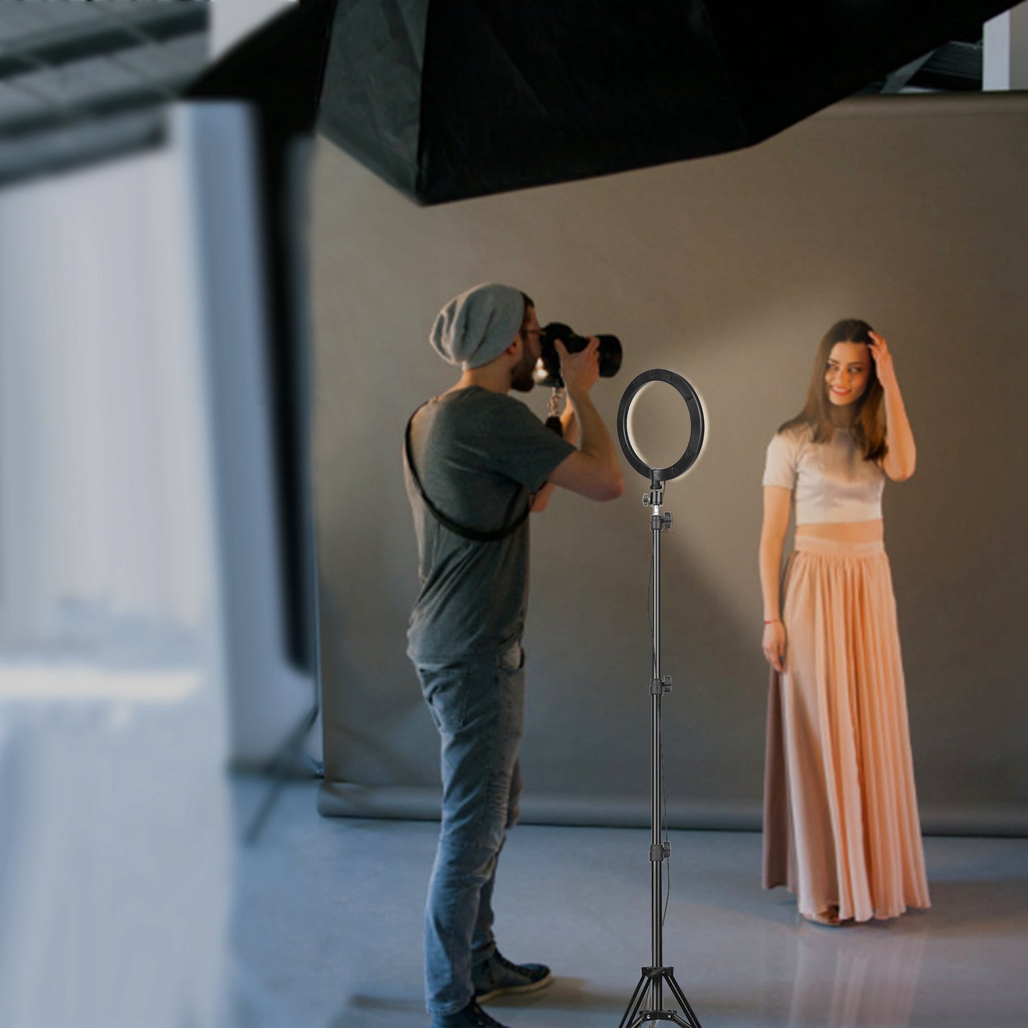 10" LED Ring Light c/ Tripé & Suporte Celular