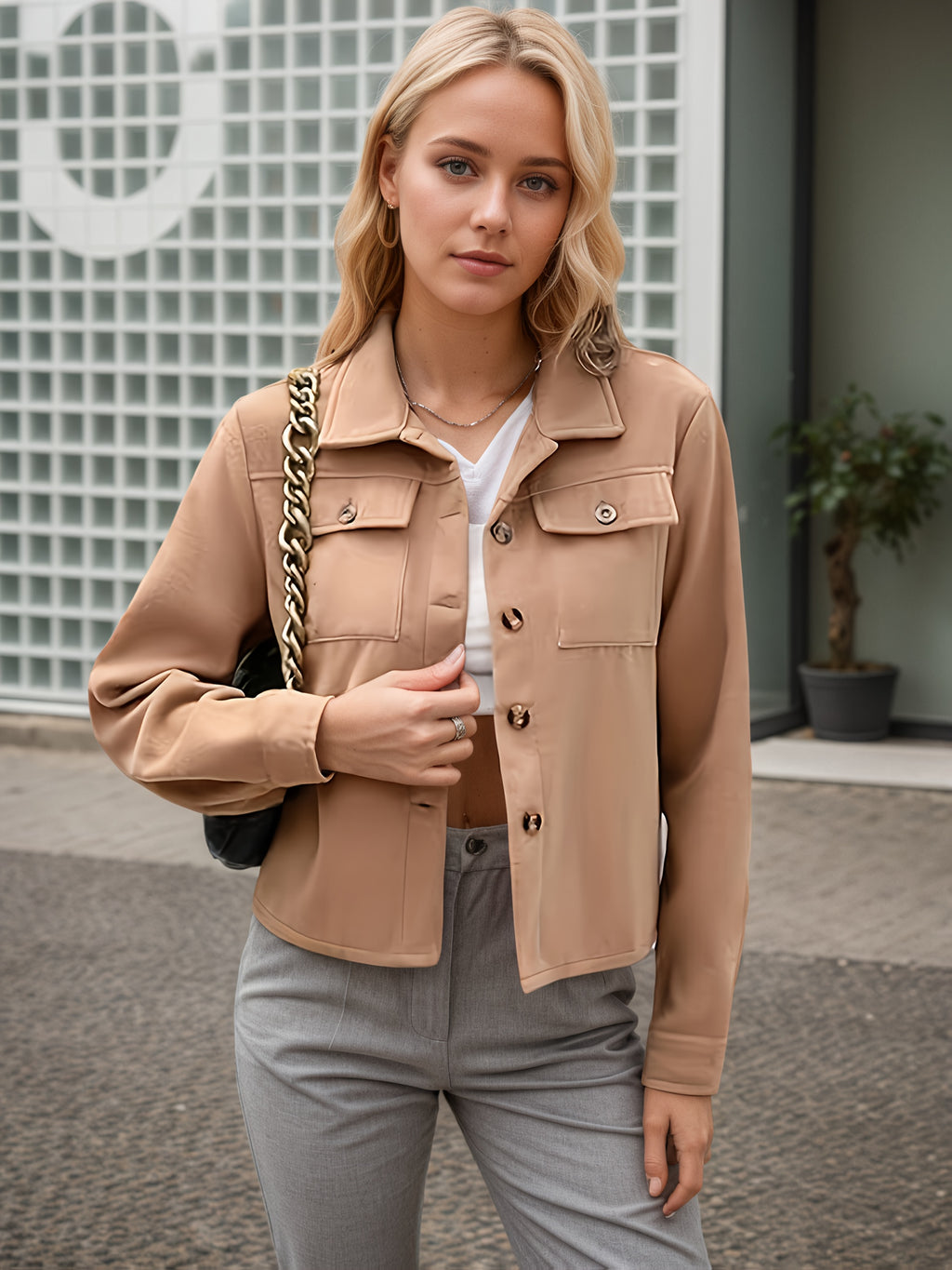 Women's Plus Size New Fashionable Flannel Short Jacket Fashion 2025 Autumn Top