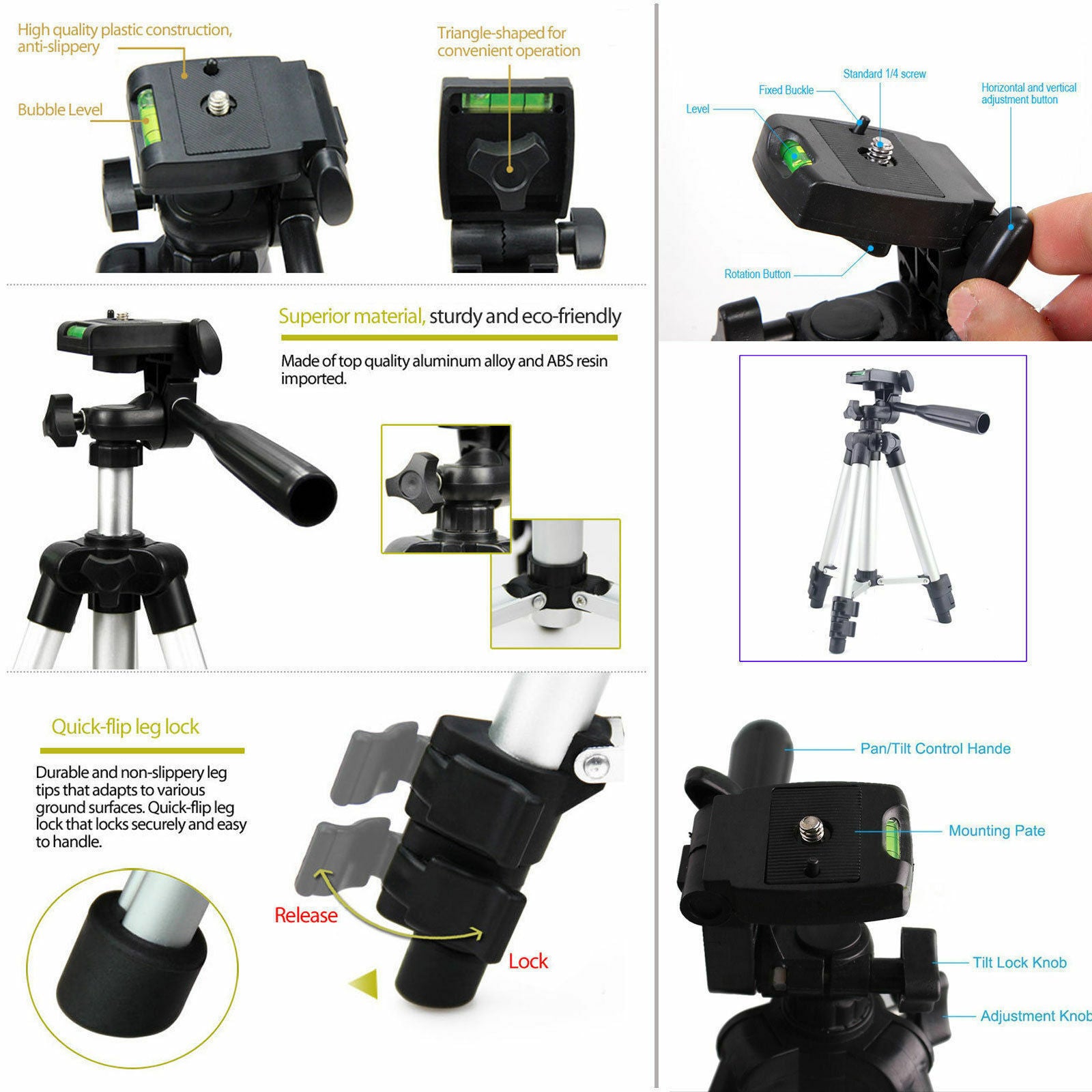 Professional Camera Tripod Stand Holder Mount For Cell Phone
